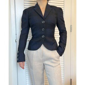 Diane von Furstenberg navy/black lurex wool suit jacket size 2